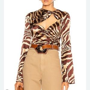 Ganni Silk Cutout Top